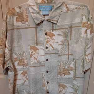 Vintage Hawaiian Print Button-Up Shirt By Bermuda Bay